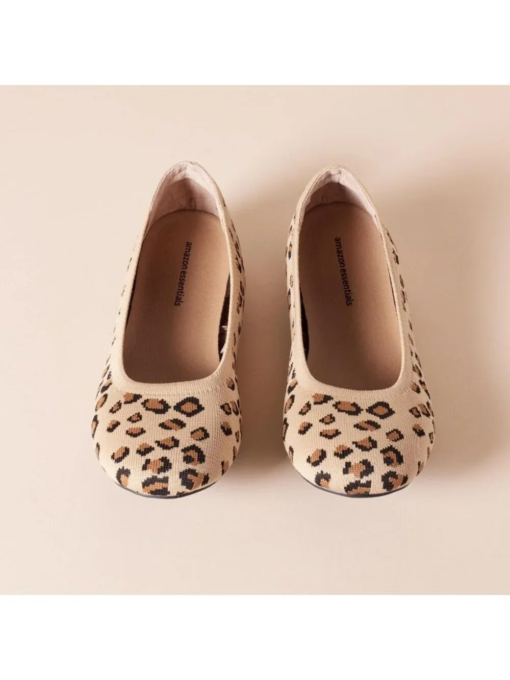 Amazon Essentials Women's Brown Leopard Print Synthetic Comfortable Slip On Flat